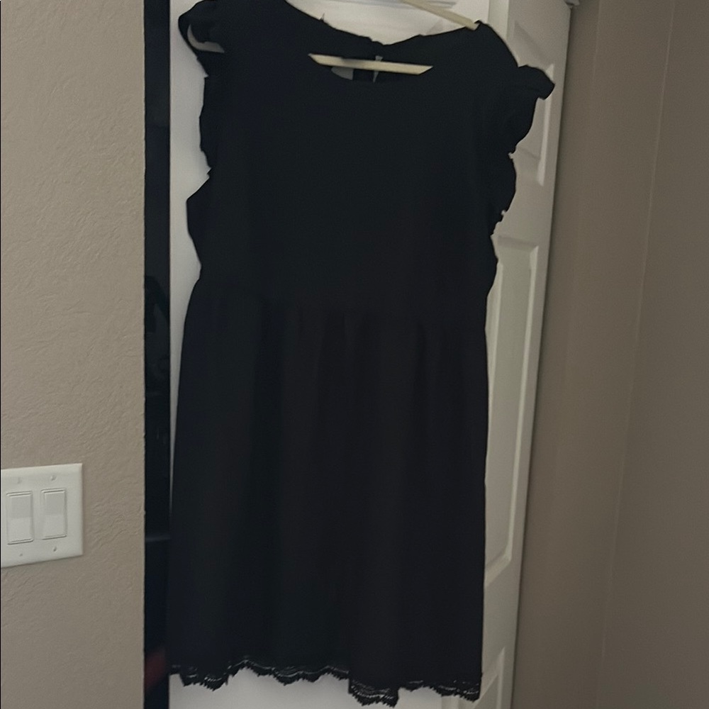 Elegant Black Ruffle Sleeve Dress